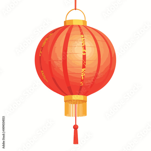 Traditional red paper lantern symbolizing luck on white background
