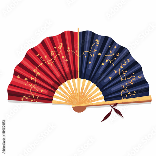 Traditional Japanese paper fan displaying vibrant patterns, cultural elegance
