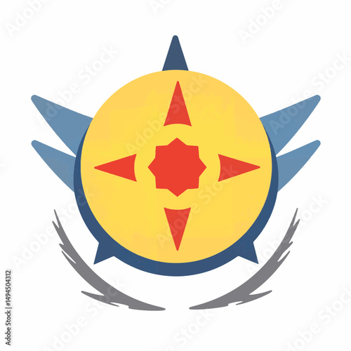 Modern Open Day badge design with geometric compass, branding concept