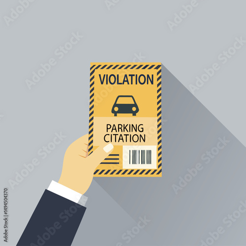 Hand holding a parking citation, showcasing a violation notice.