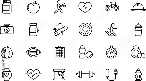 healthy lifestyle icon set  contains such icons as.eps
