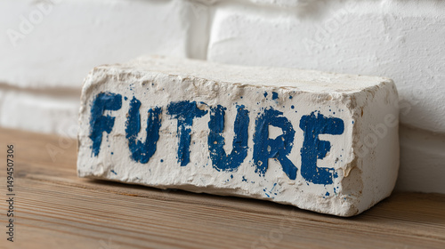 Future Unveiled: A weathered brick bearing the hopeful word 