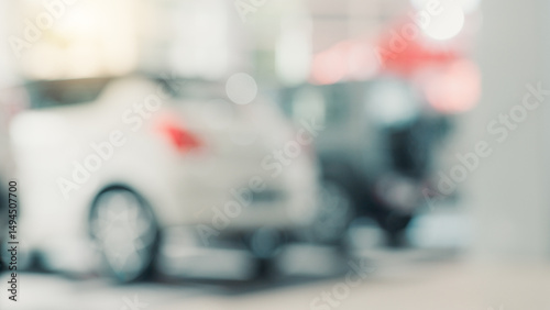 Wallpaper Mural Blur, store and business with cars at dealership for test drive, auto showroom and vehicle choice. Sales, automobile and transportation option in retail for rental agreement, shopping and driver lot Torontodigital.ca