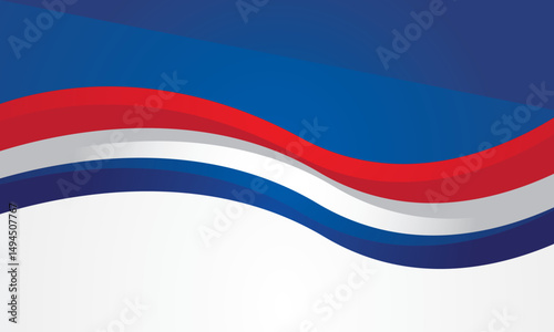 Abstract red white waves on blue background
