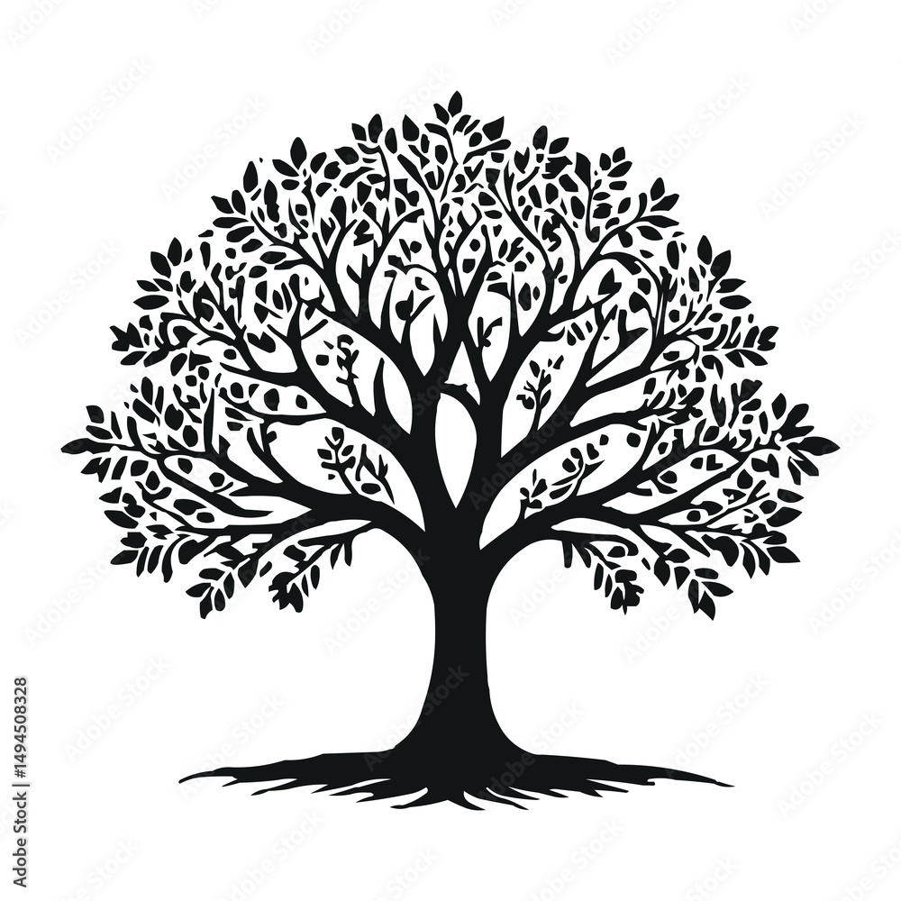 Obraz premium tree logo in black color whit white background