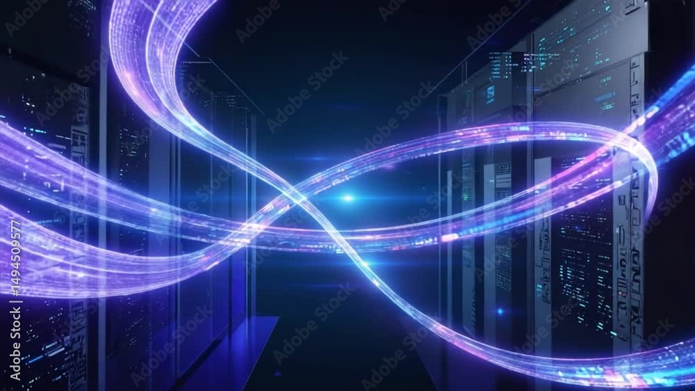 Digital Data Flowing Through a Server Room Digital Data Flowing Through a Server Room