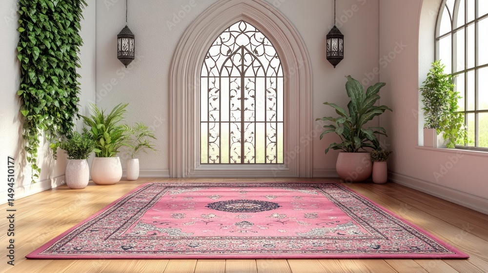 Fototapeta premium Serene Pink Rug Interior Design