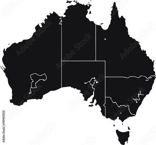 Outline of Australia in minimalist black design
