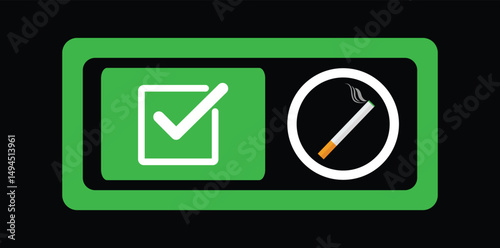 Smoking Allowed Sign Green and Black. Smoking Area Sign.