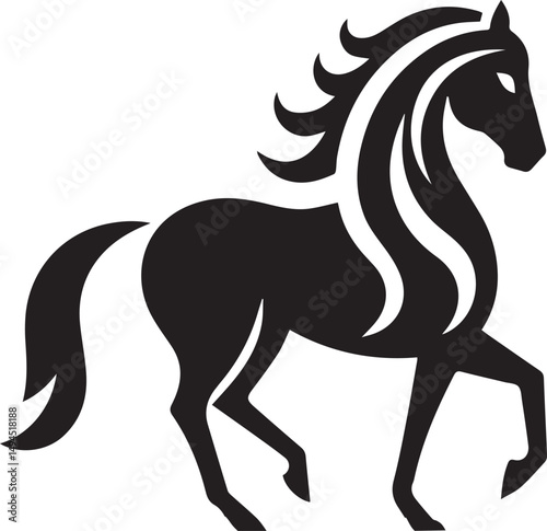 Black and White Berber Horse Vector Illustration – High-Quality Line Art Design
