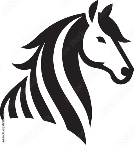 Black and White Berber Horse Vector Illustration – High-Quality Line Art Design