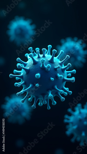 Cyan filamentous virus covered in glowing microtubules, ultra-HD microscopic view with motion blur effect.