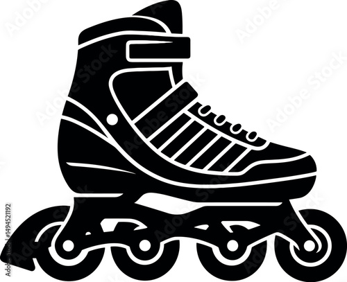 Roller skate vector black silhouette print design