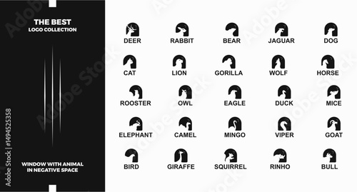 Window set logo with animals in negative space 