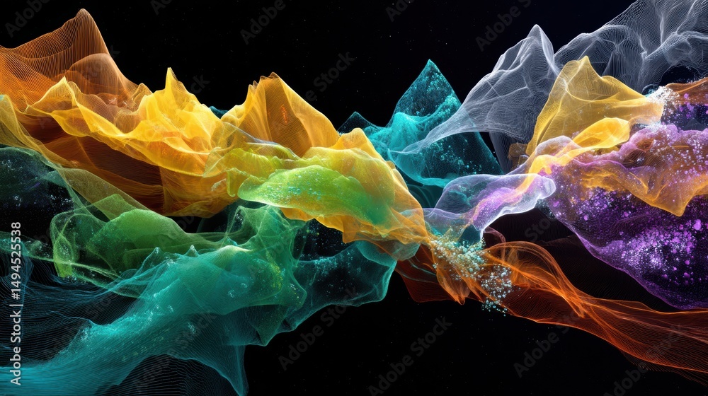 Obraz premium Vibrant, Flowing Data Visualization: Abstract Energy and Digital Connection