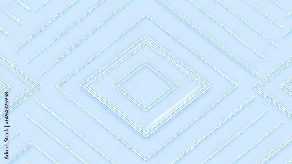 Abstract light blue geometric pattern with nested squares and diagonal lines. Perfect for backgrounds, website design, or presentations.