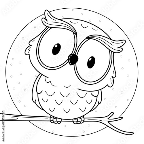 Little cute Owl Vector Hand Drawing Art photo