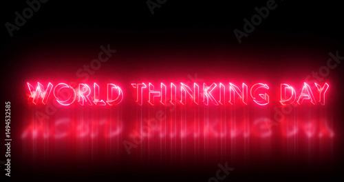 World Thinking Day text animation. World Thinking Day text background. Neon-colored World Thinking Day text for banner, social media, and Science. Easy to put into any video.
