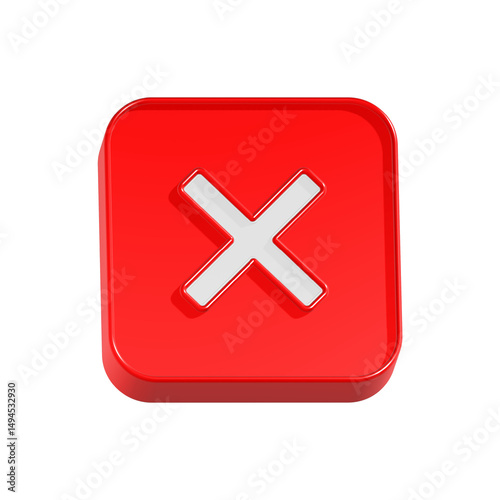 cross cancel delete error symbol 3d rendering