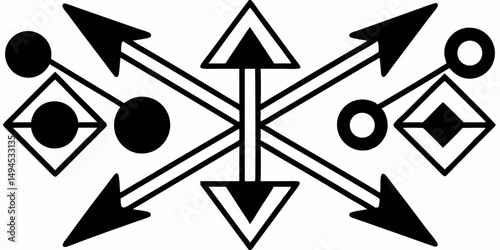 Vector illustration of a playing cards set with black arrow design