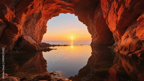 Red rocks under the sunset