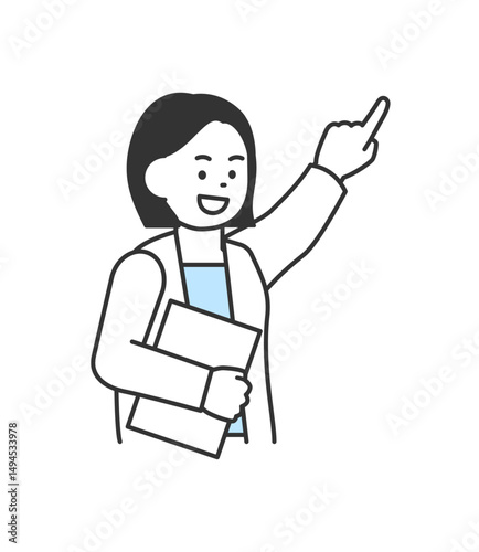指を差して説明する女性のイラスト　ベクター
