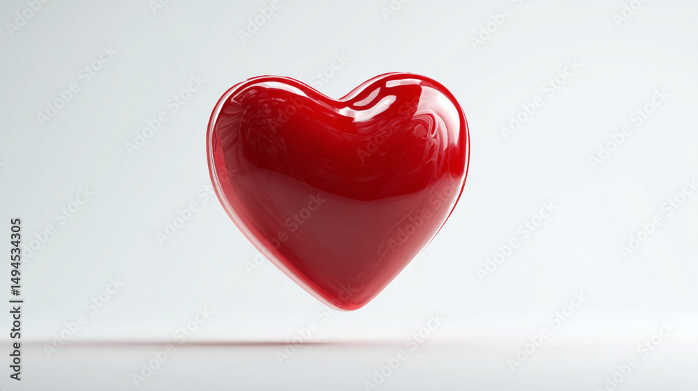 Fototapeta premium Red heart on a white background.