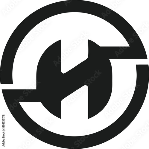 Abstract letter h within a circle minimalist logo design graphic concept