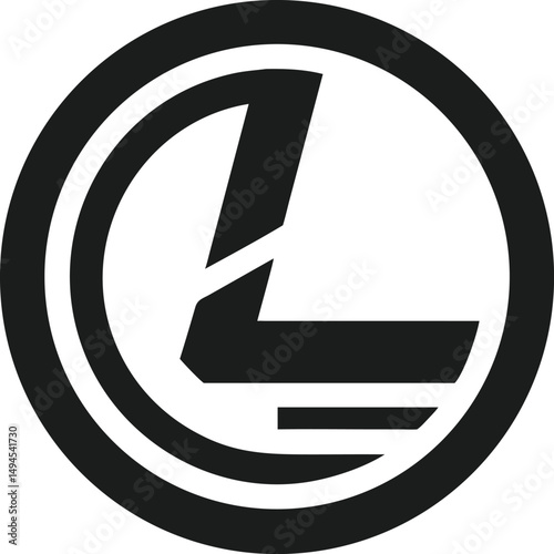 Modern minimalist logo design featuring abstract letter l inside a circle shape