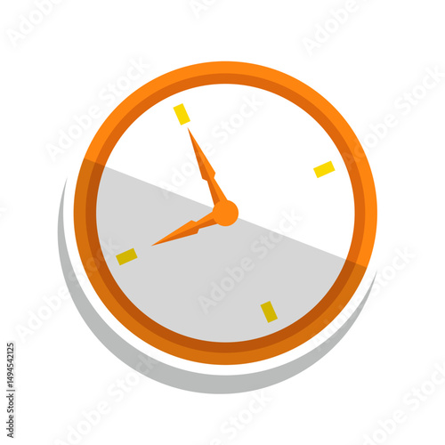 Vector Orange Clock Icon Isolated – Time Management and Schedule Symbol