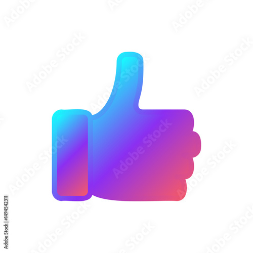 Purple Thumbs Up Icon Vector – Like Symbol Isolated Illustration on White Background
