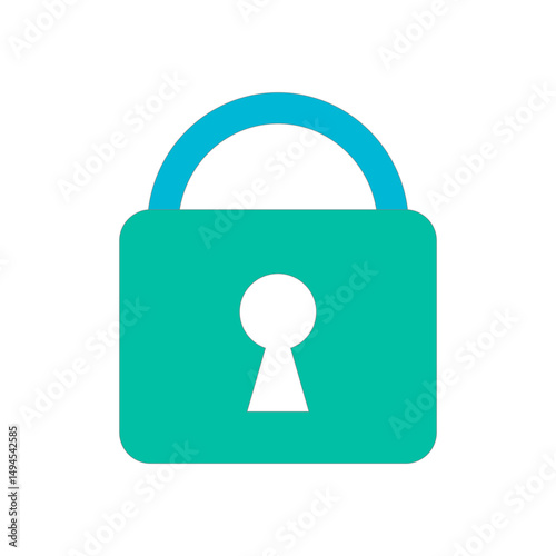 2D Vector Lock Icon – Secure Padlock Button Isolated on White Background for Privacy and Security Concepts