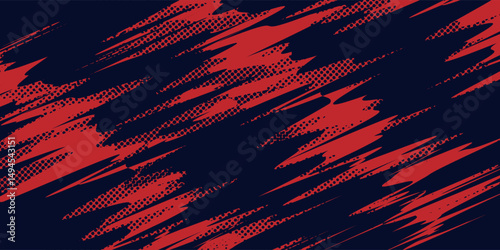 Red halftone dots blue color pattern gradient grunge texture background. Dot pop art comic sport style. Eps10 vector dynamic illustration