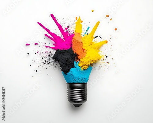 Colorful Ink Exploding Lightbulb