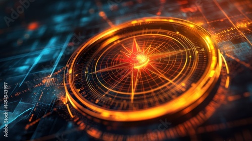 Wallpaper Mural Glowing compass on digital background, symbolizes navigation, direction, and technology. Torontodigital.ca