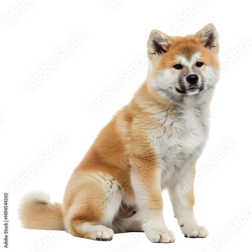 Noble Akita Inu Dog Sitting Alertly Beautiful Japanese Dog Breed Loyal photo