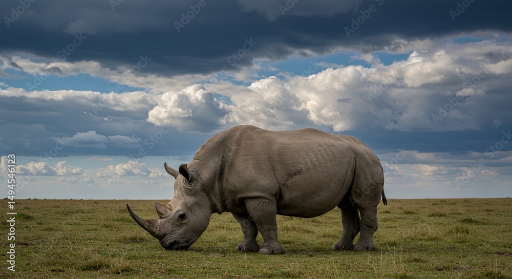 Fototapeta premium Majestic Rhino under Dramatic Sky