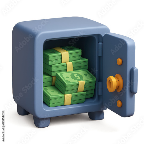 Safe Deposit: An open safe brimming with stacks of cash, symbolizing wealth, financial security, and monetary abundance. A visual representation of economic prosperity and reserve funds.