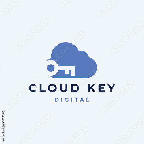 digital or cloud storage logo with key