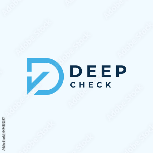 monogram logo initial letter D with check mark