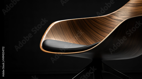 Modern Artistic Chair: A sleek, modern chair with a natural wood finish and minimalist design, capturing the essence of contemporary furniture and design. The elegant lines, smooth texture.