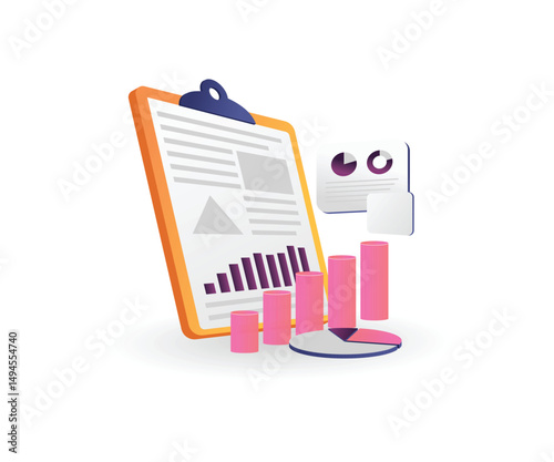 Business report on document board concept