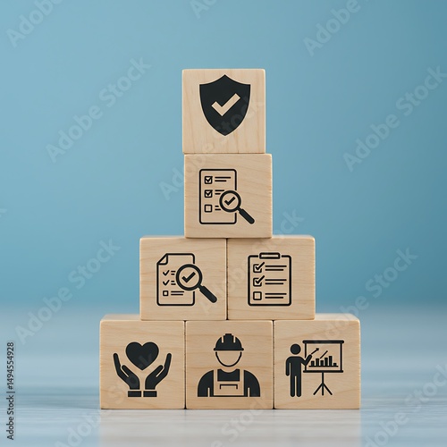Wooden Blocks Stacked Showing Business Security and Compliance Concepts