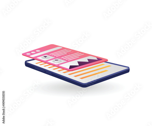 Data statistics dashboard on mobile concept
