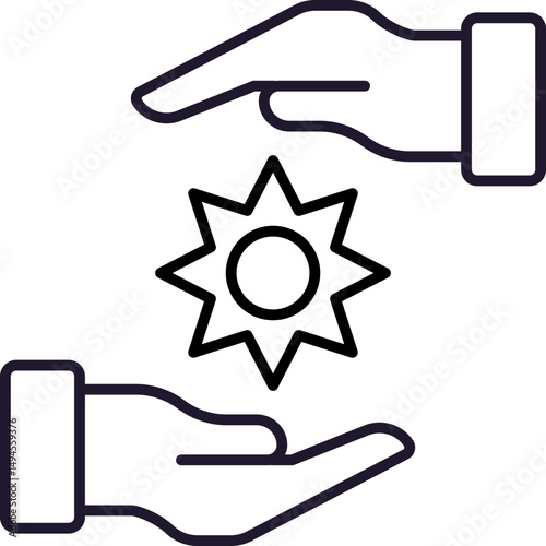 Sun between Hands Icon for Graphics, Concept, Apps