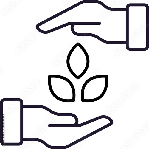 Symbol of Leaf between Hands for Graphics, Concept, Apps