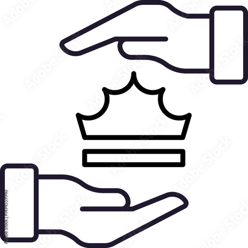 Crown between Hands Icon for Graphics, Designs, Books, Adverts, Apps