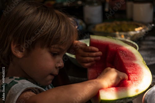 Child Holding Watermelon Wedge, San Miguel de Allende