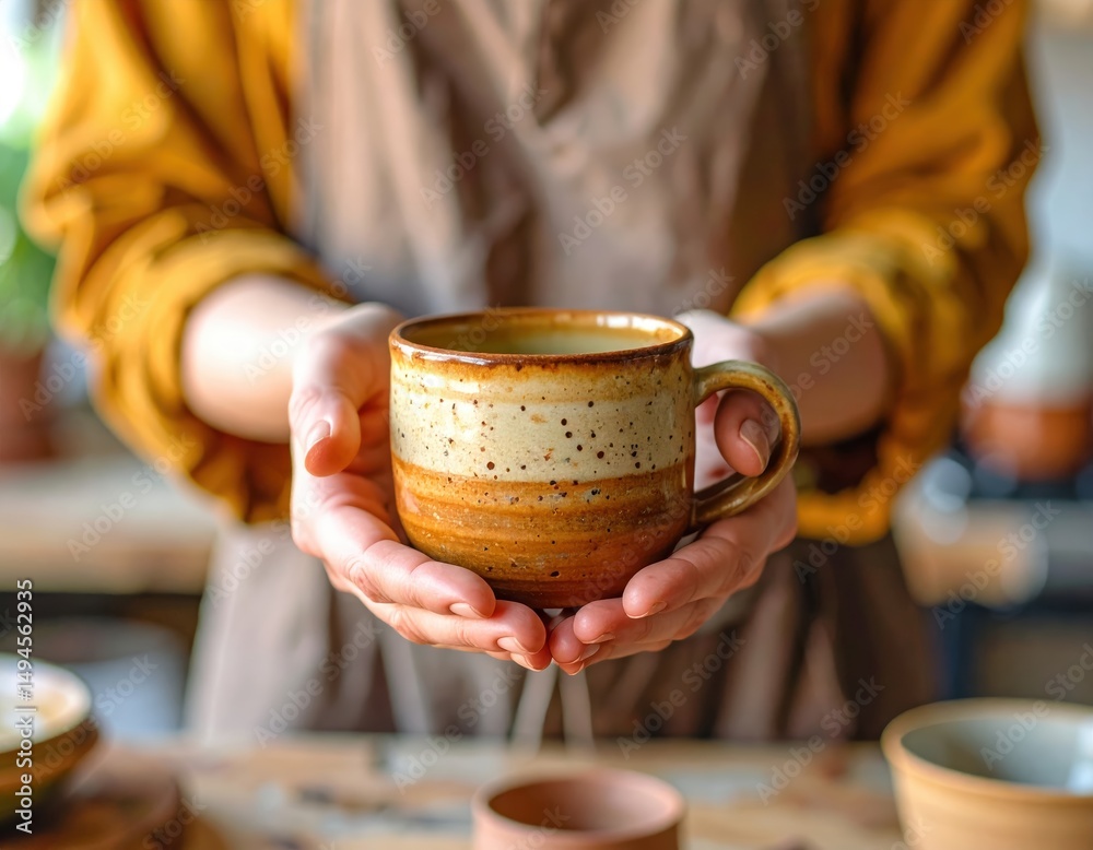 Warm hands embrace a cup, cozy moment of comfort and warmth Warm hands embrace a cup, cozy moment of comfort and warmth