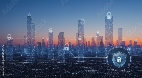 Cyber Cityscape: A Serene Evening of Digital Security